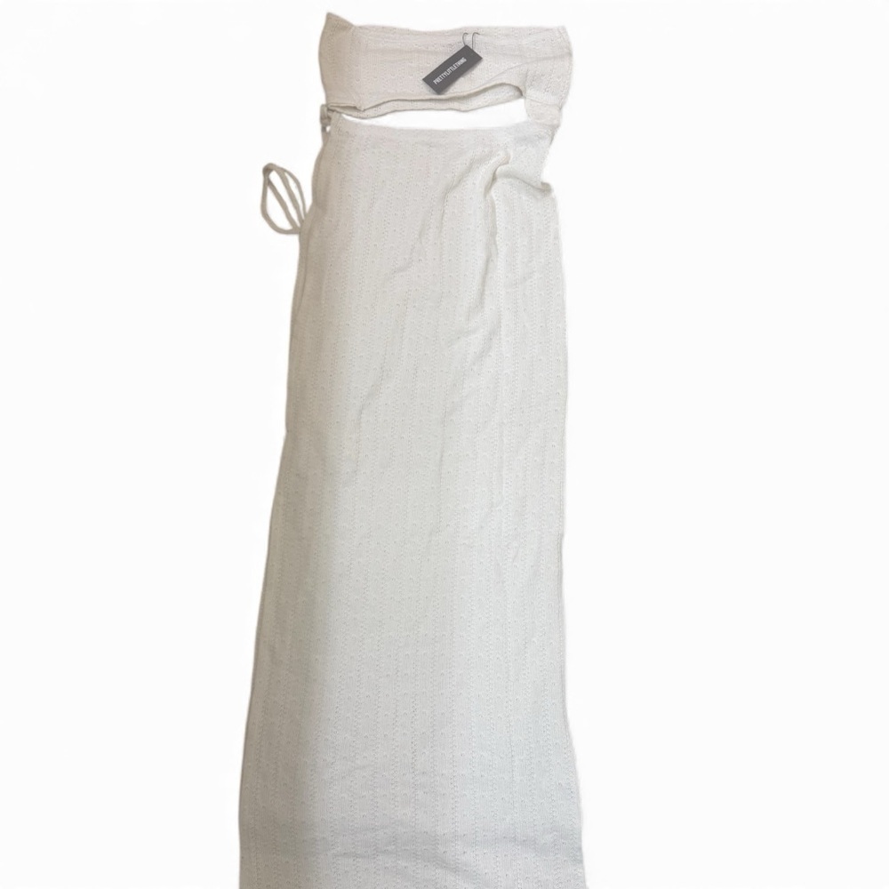 PrettyLittleThing Cream Backless Maxi Dress